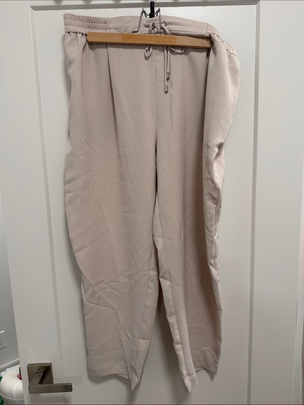 Zara Cream Wide-Leg Drawstring Trousers